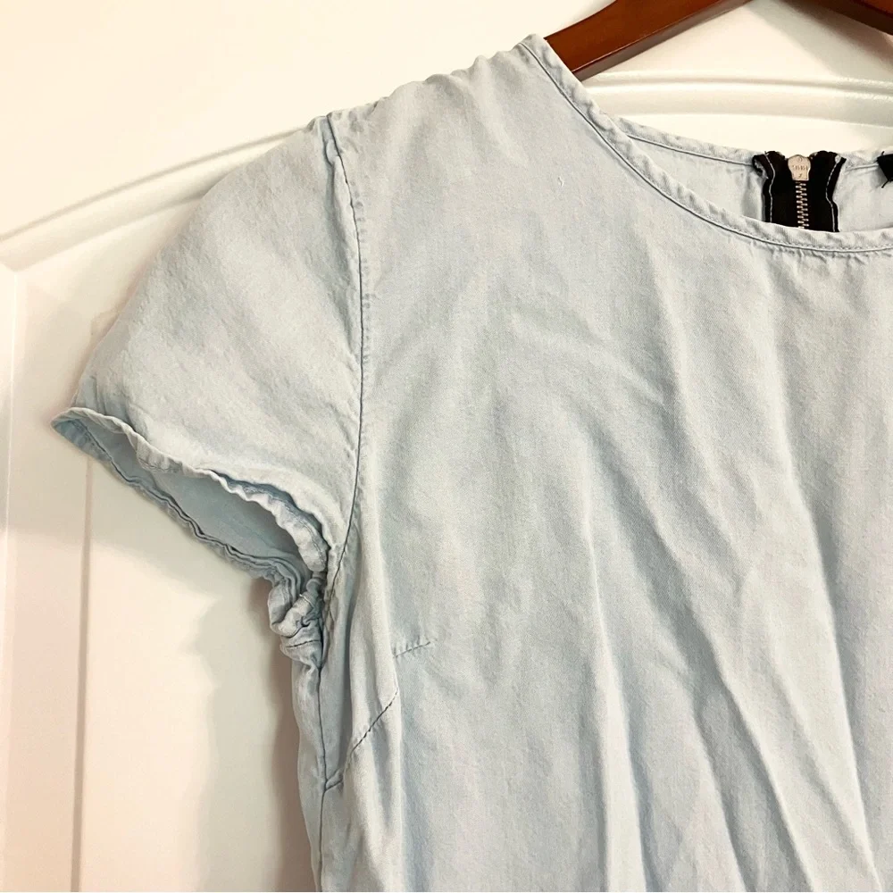 Forever 21 Chambray Shift Dress Light-Wash Denim Mini Shirt Dress‎ Women’s Sz S - Picture 3 of 9